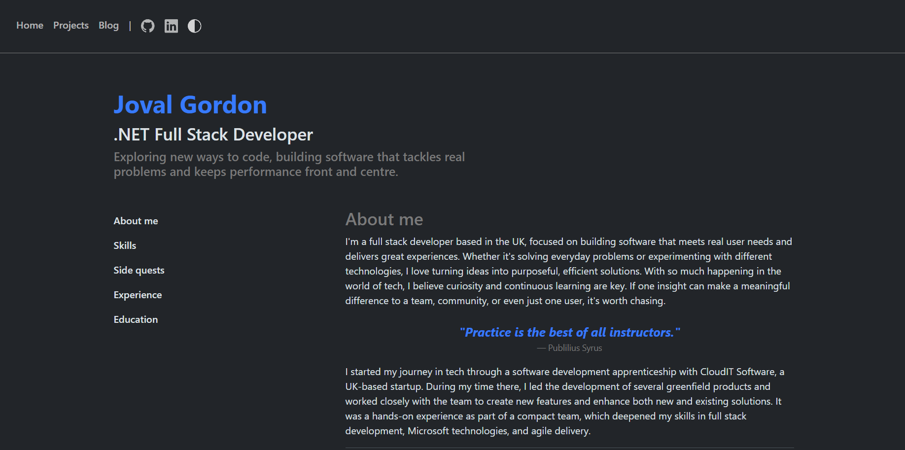 joval.dev portfolio site preview
